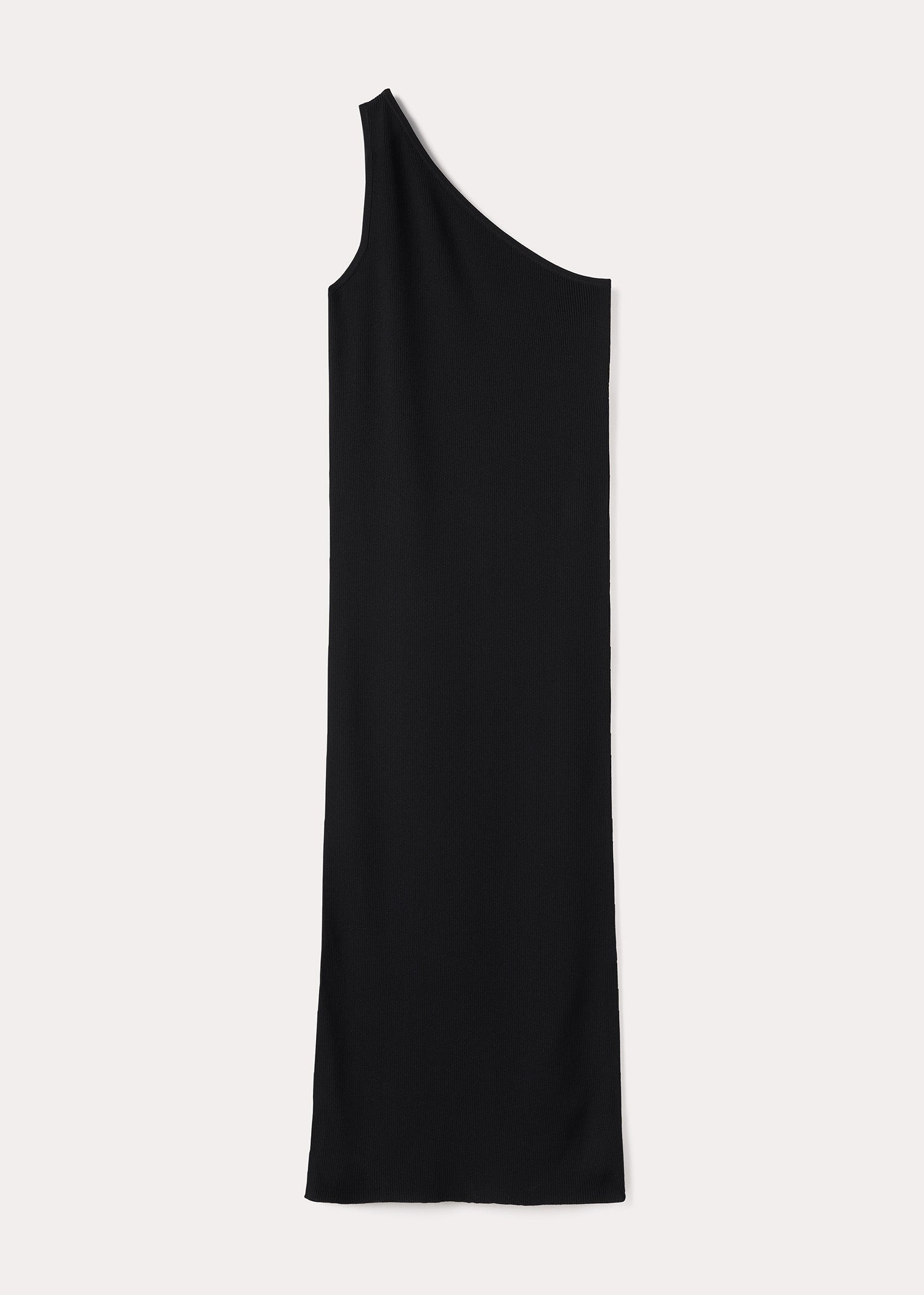 One-shoulder ribbed dress black