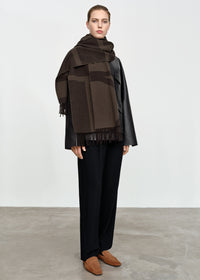 Monogram jacquard wool scarf dark brown