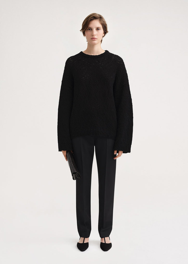 Textured cotton knit black