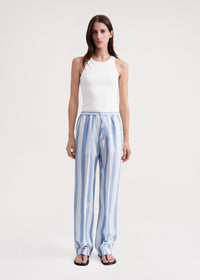 Press-creased drawstring trousers cornflower stripe